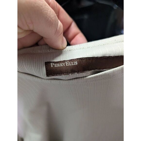 Perry Ellis Tan/Cream Shirt Crew Neck Men's Large - Picture 3 of 6